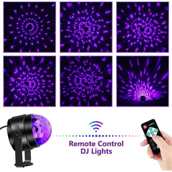 UV Black Lights for Glow Party, 6W LED Disco Ball Strobe Lights for Dark Party - Picture 2 of 7